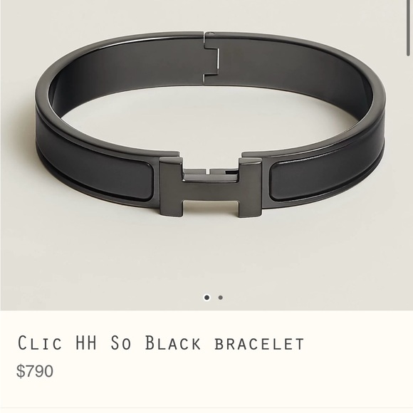Black Hermes Men’s Clic HH bracelet T5 - Picture 3 of 11